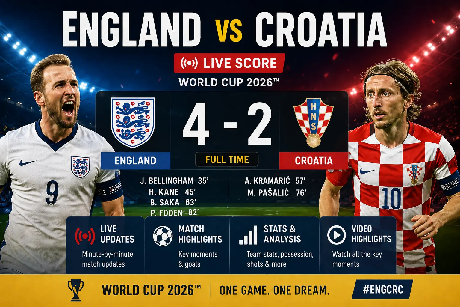 England vs Croatia Live Score